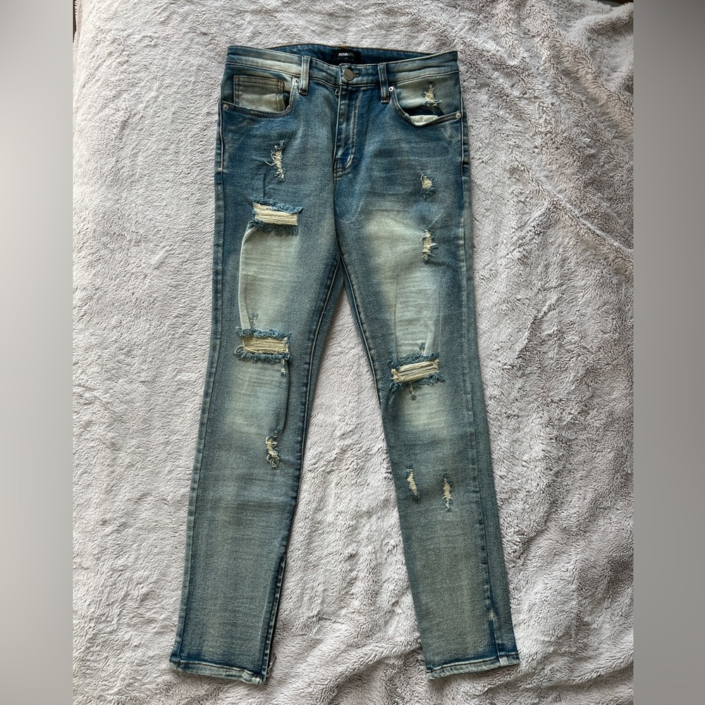 Blue Denim Ripped Jeans